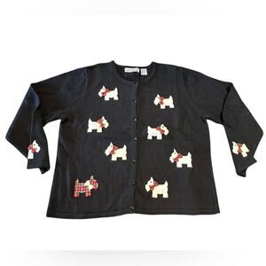 Classics by Marisa Christina Scotty Dog Christmas Cardigan Sweater Womens XL
